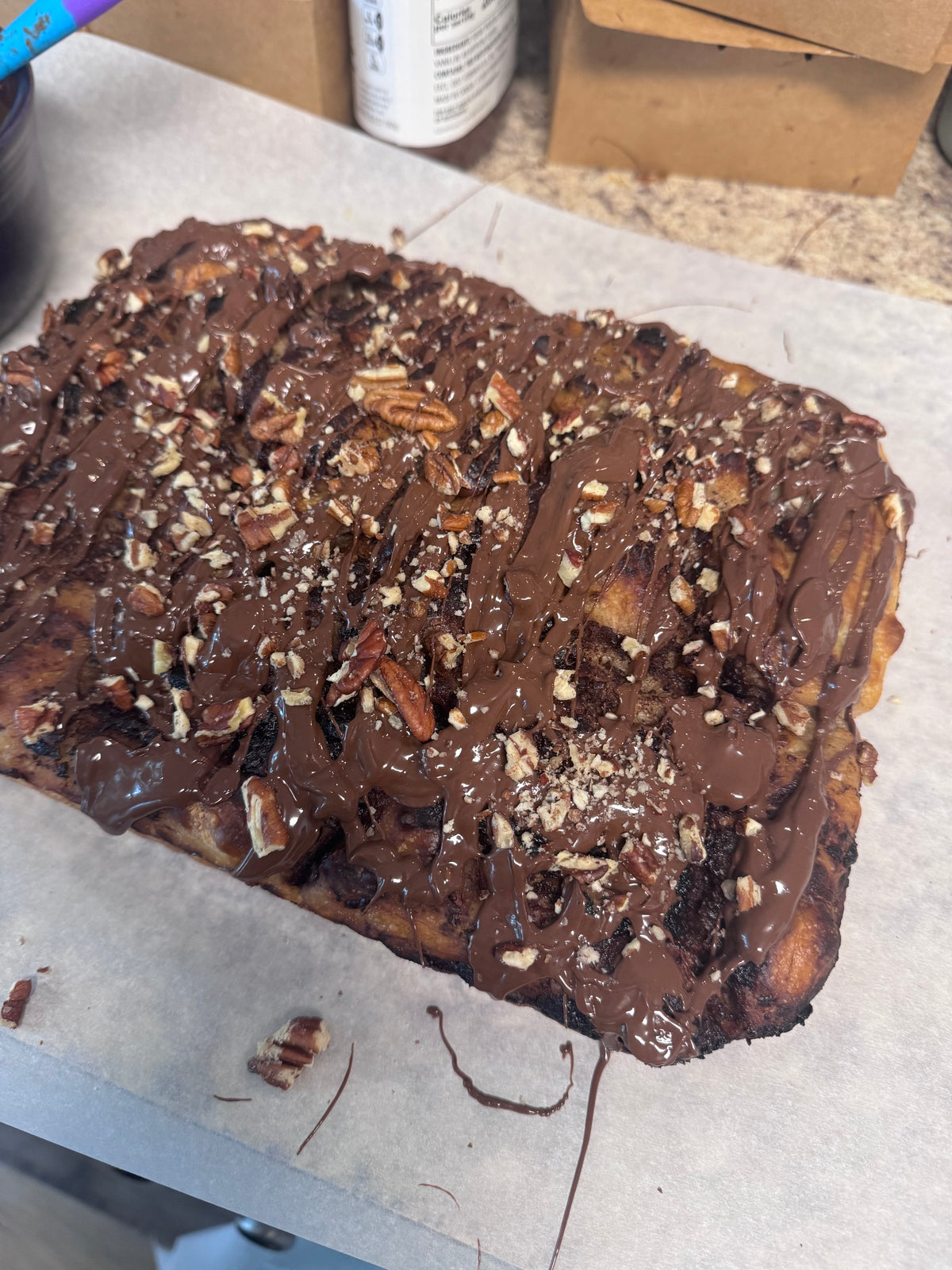 Nutella pecan focaccia